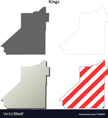 Kings County California outline map set vector image
