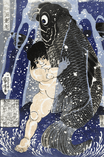 Kintaro worstelend met karper, Utagawa | Free Photo Illustration - rawpixel