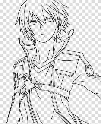 Kirito SAO Line Art transparent background PNG clipart