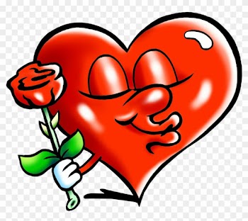 Kiss Heart Clipart - Cartoon Hearts With A Rose