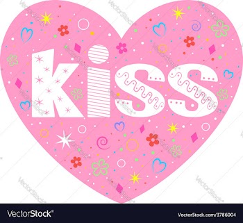  					Kiss lettering decorative heart vector image														