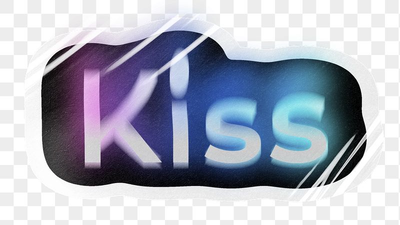 Kiss png word sticker, neon | Free PNG - rawpixel