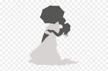 Kissing Wedding Couple Under Umbrella - Guarda Chuva Colorido Com Corações Png