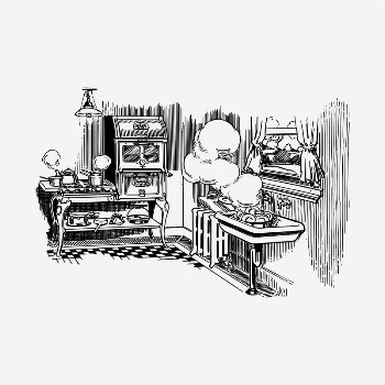 Kitchen drawing, vintage illustration psd. | Free PSD - rawpixel