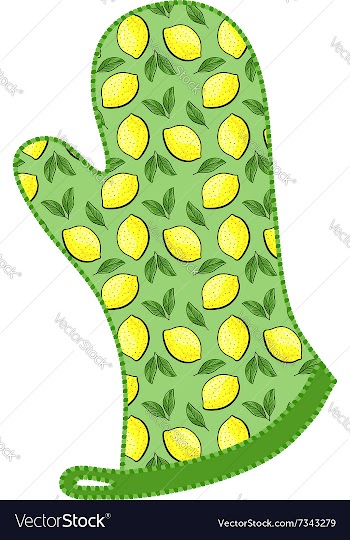 Kitchen mitt with lemon print vector image