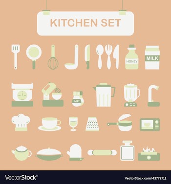 kitchen set flat design items