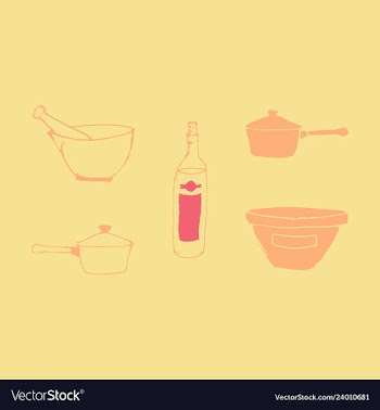 Kitchen set icon in vintage hand drawn style vector image