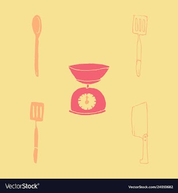 Kitchen set icon in vintage hand drawn style vector image