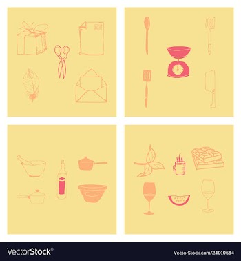 Kitchen set icon in vintage hand drawn style vector image