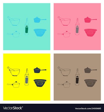 Kitchen set icon in vintage hand drawn style vector image