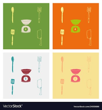 Kitchen set icon in vintage hand drawn style vector image
