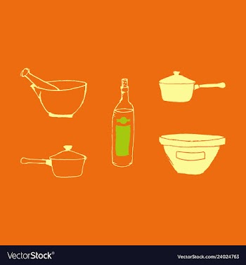 Kitchen set icon in vintage hand drawn style vector image