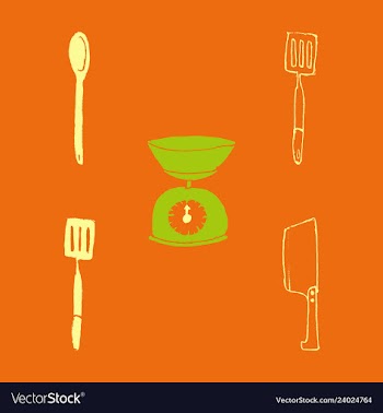Kitchen set icon in vintage hand drawn style vector image