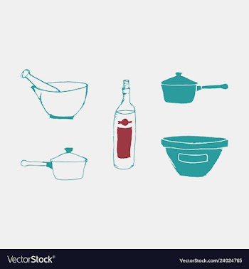 Kitchen set icon in vintage hand drawn style vector image
