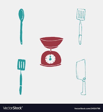 Kitchen set icon in vintage hand drawn style vector image
