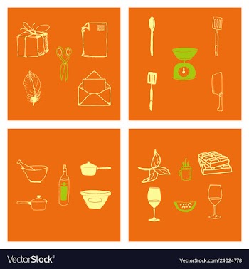 Kitchen set icon in vintage hand drawn style vector image
