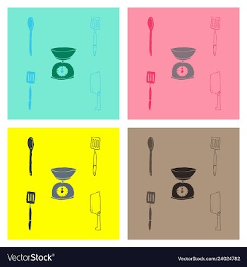 Kitchen set icon in vintage hand drawn style vector image