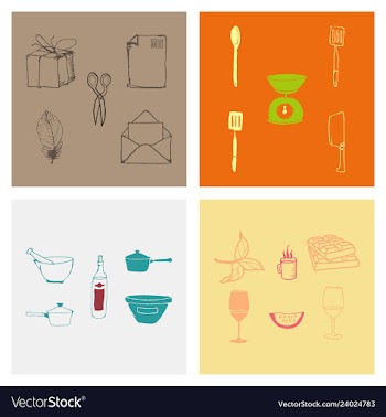 Kitchen set icon in vintage hand drawn style vector image