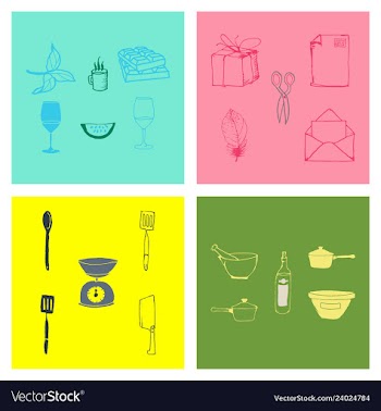 Kitchen set icon in vintage hand drawn style vector image
