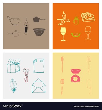 Kitchen set icon in vintage hand drawn style vector image