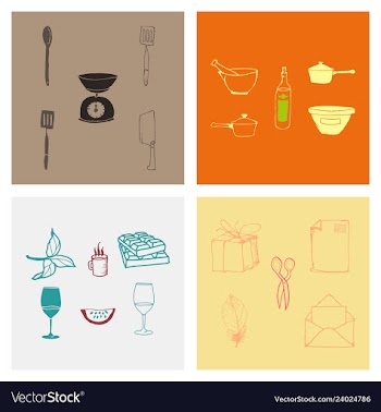 Kitchen set icon in vintage hand drawn style vector image