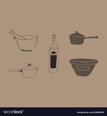 Kitchen set icon in vintage hand drawn style vector image