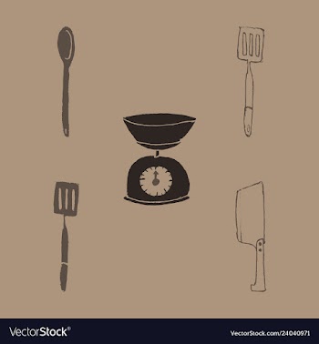 Kitchen set icon in vintage hand drawn style vector image