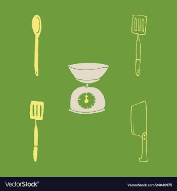 Kitchen set icon in vintage hand drawn style vector image