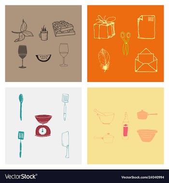 Kitchen set icon in vintage hand drawn style vector image