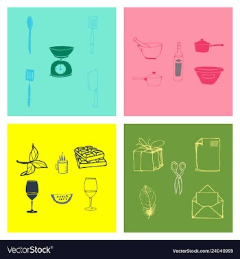 Kitchen set icon in vintage hand drawn style vector image