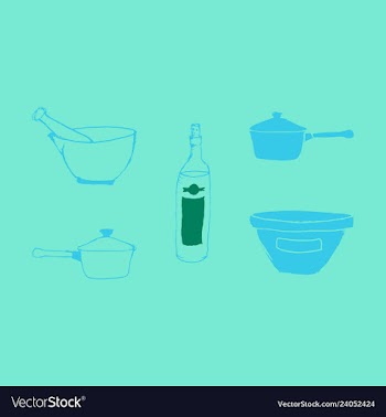 Kitchen set icon in vintage hand drawn style vector image