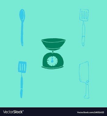 Kitchen set icon in vintage hand drawn style vector image