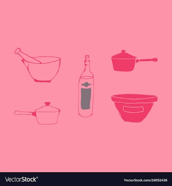 Kitchen set icon in vintage hand drawn style vector image