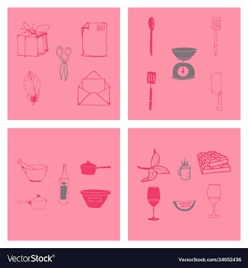 Kitchen set icon in vintage hand drawn style vector image