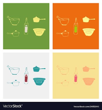Kitchen set icon in vintage hand drawn style vector image