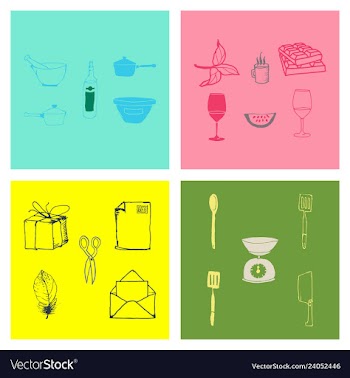 Kitchen set icon in vintage hand drawn style vector image