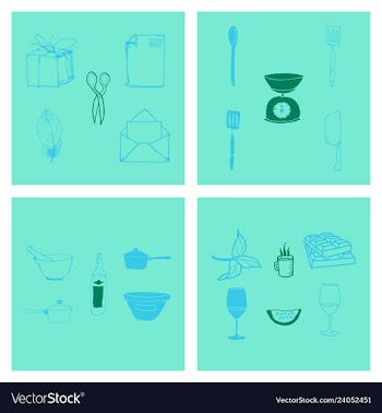 Kitchen set icon in vintage hand drawn style vector image