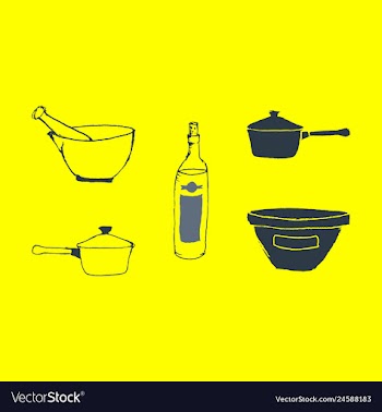 Kitchen set icon in vintage hand drawn style vector image