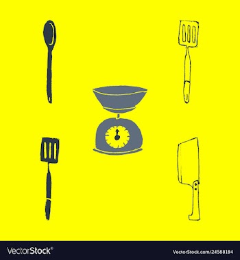 Kitchen set icon in vintage hand drawn style vector image