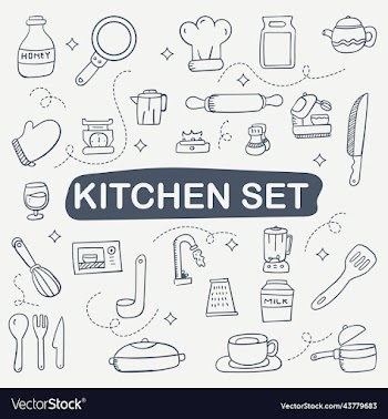 kitchen set line art design