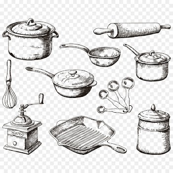 Kitchen utensil Cuisine Frying pan Cooking - Vector Hand-painted kitchen tools 