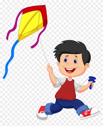 Kite Cartoon Illustration - Playing Kite Cartoon