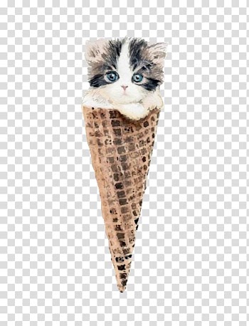 Kitten Cat Watercolor painting Work of art Printmaking, Cones cat transparent background PNG clipart