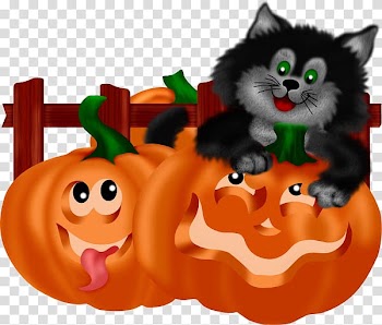 Kitten Cat Whiskers Pumpkin Orange, Cartoon funny pumpkin transparent background PNG clipart