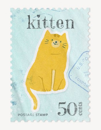 Kitten postage stamp, animal collage | Free PSD - rawpixel