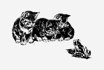 Kittens watching frog drawing, vintage | Free Photo - rawpixel