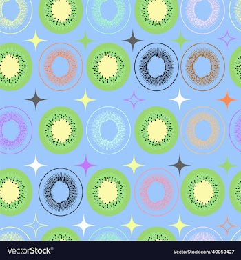 kiwi and line art cute seamless pattern