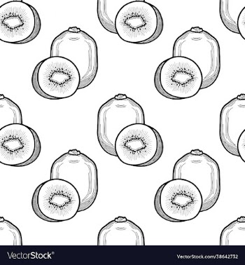 kiwi seamless pattern black and white