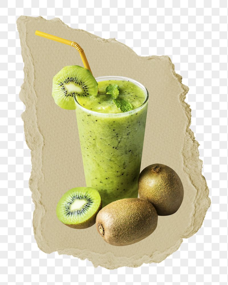 Kiwi smoothie png ripped paper | Free PNG - rawpixel