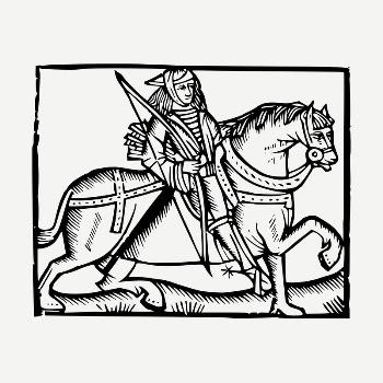 Knight on horse drawing, vintage | Free PSD - rawpixel